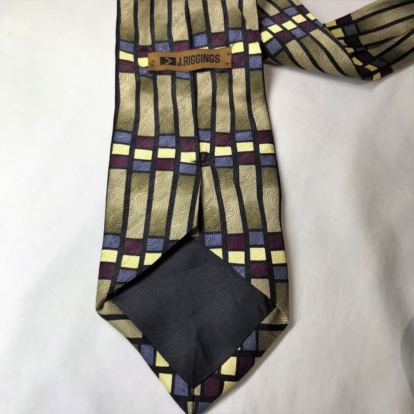J. Riggings Geometric Abstract 100% Silk Tie - Picture 3 of 4